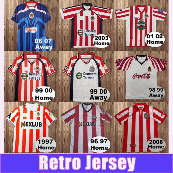 1996 2008 Chivas Guadalajara Retro-Fußballtrikot R. RAMIREZ B. GALINDO R. MORALES O. BRAVO Heim-Auswärts-Fußballtrikot