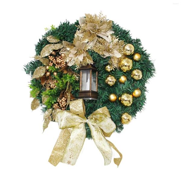 Fiori decorativi Ghirlanda natalizia con luci Palline dorate Ghirlande Porta di casa Decorazione anteriore Natale 2023 Anno -de Navidad Commercio all'ingrosso