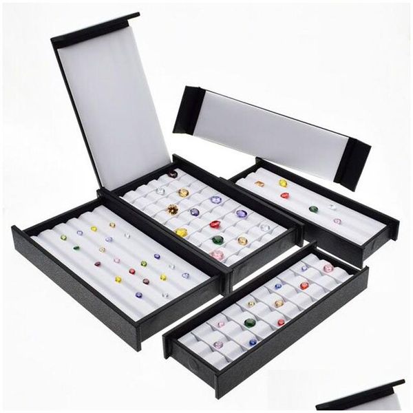 Aufbewahrungsboxen Bins PU-Leder-Edelstein-Display-Tablett-Diamant-Kasten-Schmuck-Kasten mit Er-Edelstein-Organizer Großhandel ZC1706 Drop-Lieferung Dhxzq