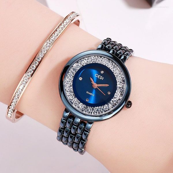 Relógios de pulso da melhor marca feminina relógios estilo strass relógio casual vestido de luxo quartzo senhoras relógio drop