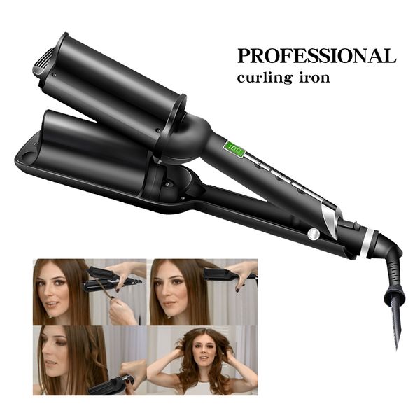 Curling Irons Frisador de cabelo grande encaracolado três tubos ferro modelador de cabelo grandes modeladores de cabelo triplo ondulação para 230619