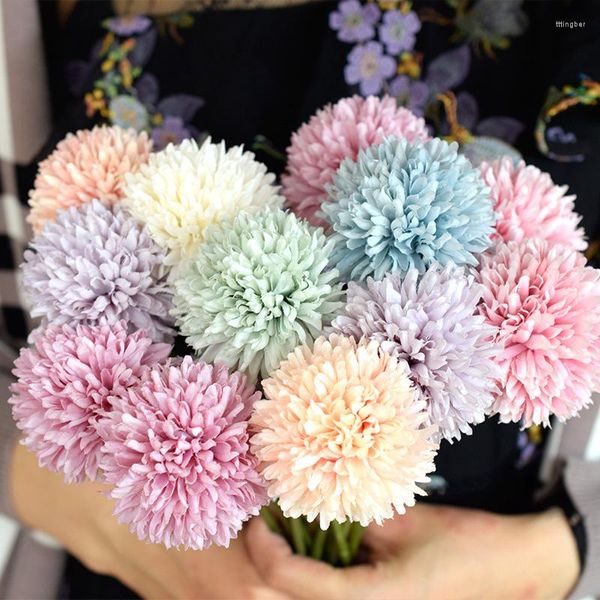 Dekoratif çiçek romantik top chrysantemum yapay çiçek düğün ailesi diy gelin buket oturma odası vazo düzenleme dekorasyon