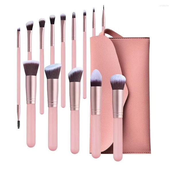 Pennelli trucco 14 pezzi set professionale ombretto fondotinta pennello in polvere ombretto strumento di bellezza regalo rosa