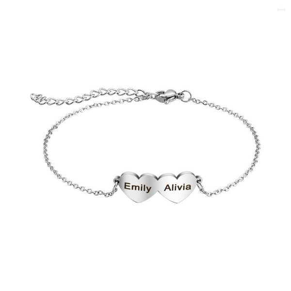 Collane con ciondolo Nome fai-da-te Bracciale a forma di cuore Braccialetti a catena a maglie fatti a mano Braccialetto Gioielli Regalo per la famiglia YP8478