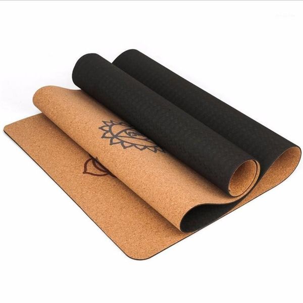 Tapetes de ioga 5 mm tapete de cortiça natural inodoro TPE fitness ginásio esportes pilates almofadas antiderrapantes absorvem suor 183x68cm1309f