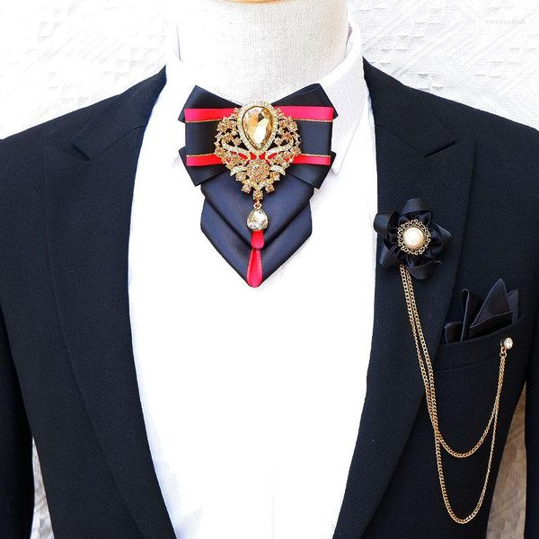 Bow Ties Erkek kravat setleri broş kare havlu orijinal erkek mücevher iş resmi elbise gömlek düğün rinestone bowtie hediyeleri erkekler için