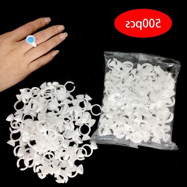 500pcs Tek Kullanımlık Mikrobladlı Pigment Tutkal Halkaları Dövme Mürekkep Tutucu S/M/L Kaş Makyaj Aksesuarları Kirpik Uzatma Yapıştırıcı Kupaları MBSPX