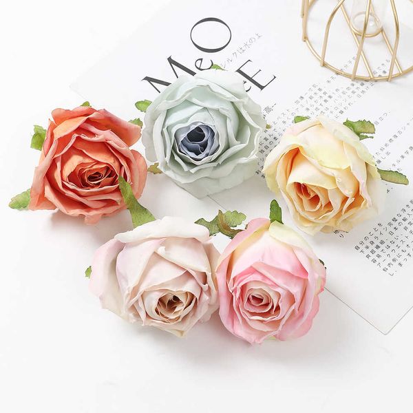 Flores secas 2 pçs grande rosa artificial 8cm peônias cabeça falsa para decoração de casa casamento diy guirlanda acessórios