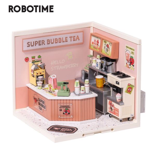 Quebra-cabeças 3D Robotime Rolife Super Creator Double Joy Bubble Tea Plastic 3D Puzzle DIY Miniature House Kit 230617