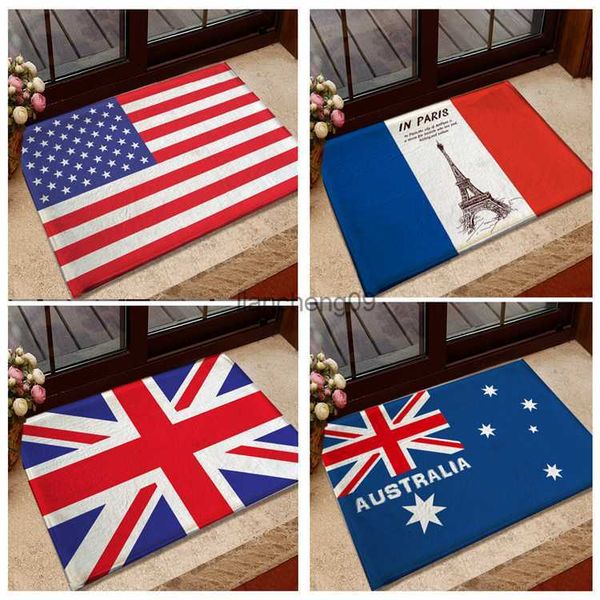 Zerbino d'ingresso Bandiera nazionale USA / Regno Unito Memory Foam Tappeti e tappeti da bagno Australia Canada Tappetini con bandiera Tappeti antiscivolo L230619
