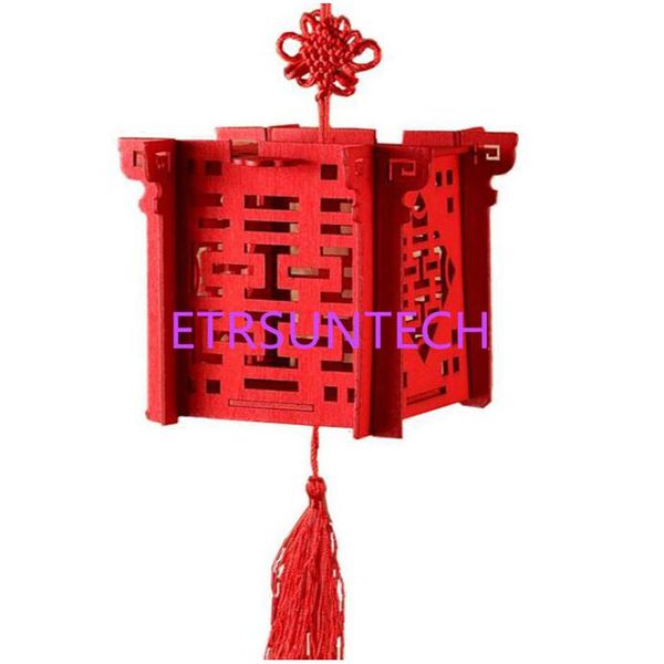 Bomboniera Bomboniera Lanterna cinese in legno rosso con taglio laser Scatola di caramelle per doccia da sposa Scatole doppia felicità Qw8003 Drop Delivery Home Dhthy