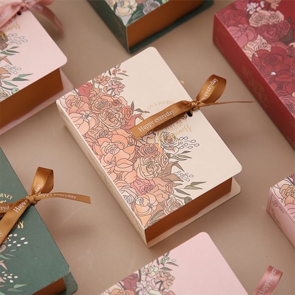 Geschenkpapier 20 10 Stück Candy Box Buchform Design Verpackungsboxen mit Blumenmusterdruck Hochzeit Geburtstagsgeschenke mit Band 230619
