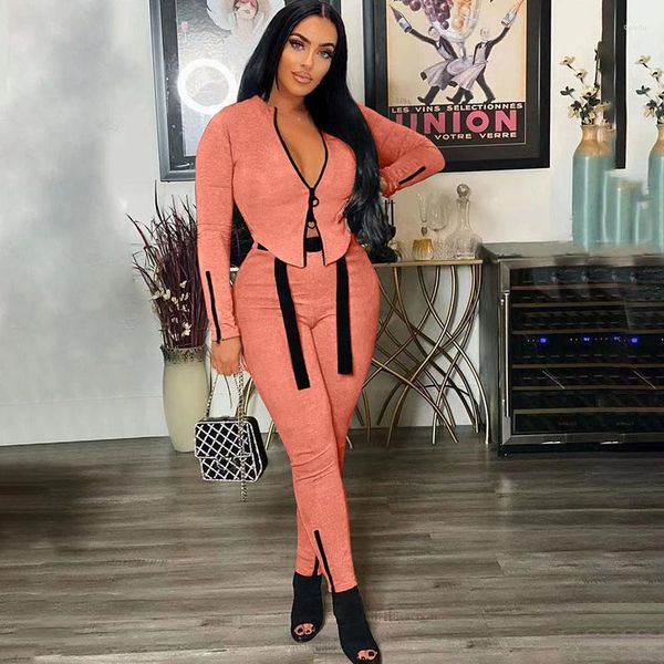 Женские женские брюки Streatwear Casual Trade Clesuit Women Set Y2K с длинным рукавом с длинным рукавом укороченной пиджак и соответствующие наборы спортивные