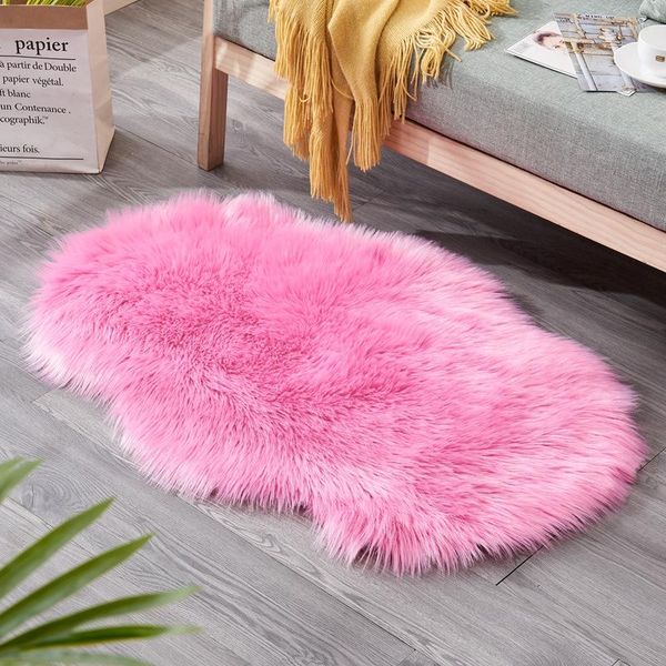 Teppiche Superweicher künstlicher langer Plüschteppich Massive Farben Kunstfellbereich Wohnkultur Wohnzimmermatte Schlafzimmer Sofa Drop