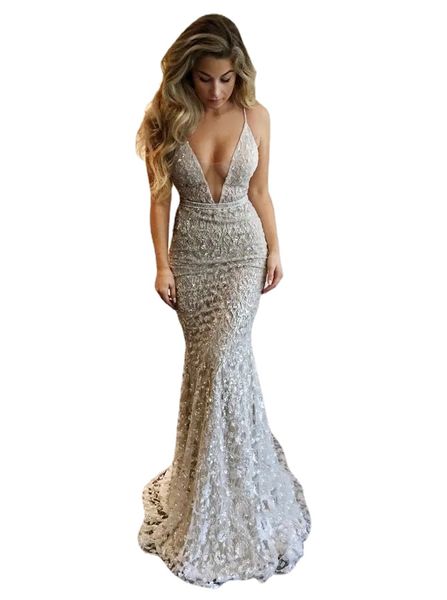 Berta Long Sexy Sexy Prome Deep V Nece без спинки