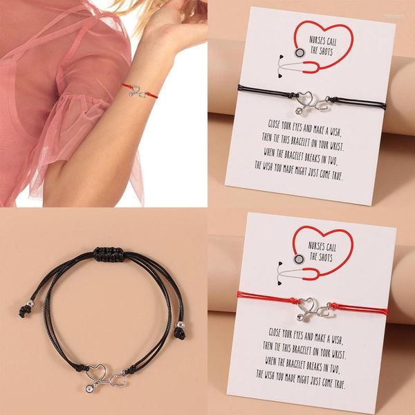 Braccialetti di collegamento Gli infermieri chiamano il braccialetto dei desideri delle donne Bracciale a forma di cuore Amore Battito cardiaco Gioielli per regalo