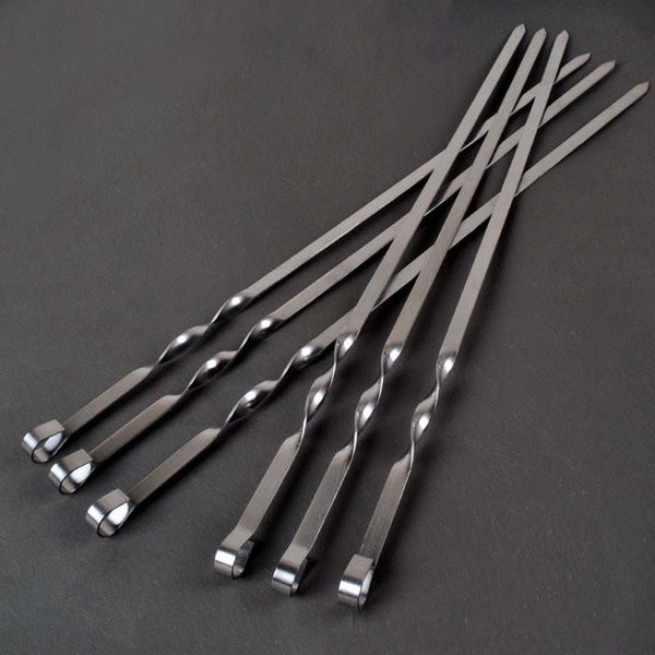 Ferramentas para churrasco Acessórios 21,6 '' 55CM Espetos para churrasco Aço inoxidável Grande Plano Conjunto de espetos para churrasco Shish Kabob Cabo de metal Garfos ao ar livre Ferramenta 6-12pc 230617