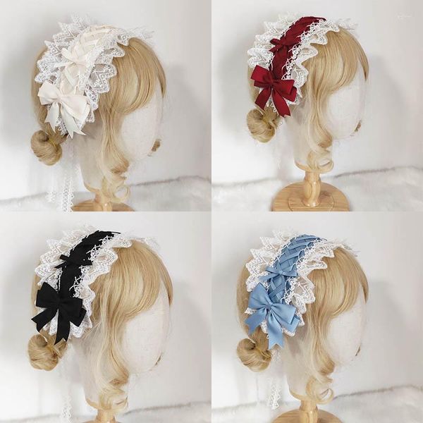 Forniture per feste Lolita Copricapo Ragazza Cintura per capelli in pizzo Fascia per capelli da cameriera giapponese