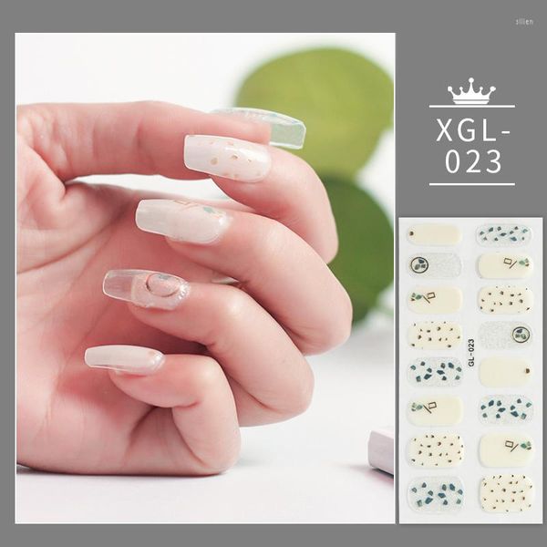 Adesivos para unhas 16 pontas/folha Série de Glitter Branco Brilhante Design Conciso Verniz Decoração Wraps Faça Você Mesmo Acessórios para Unhas