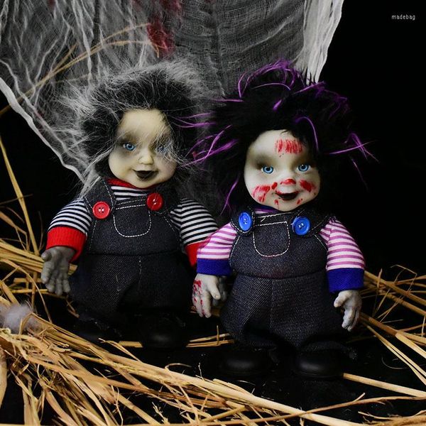 Decorazione per feste Horror Walking Baby Halloween Giocattoli elettrici Controllo del suono incandescente Tricky Ghost Doll Ornament per la casa