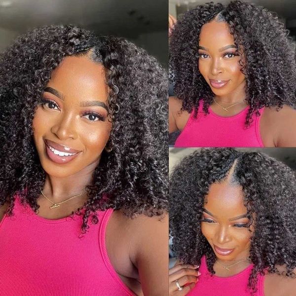 Nxy Hair Wigs 8 16inch Kinky Curly u Part Parrucca sintetica Bob corto per donna Colore naturale Uso quotidiano 230619