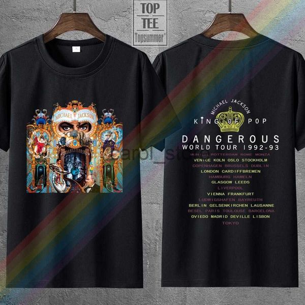 Мужские футболки Винтаж редкий Майкл Джексон Dangerous Tour Size Size S-3XL Reprint J230619