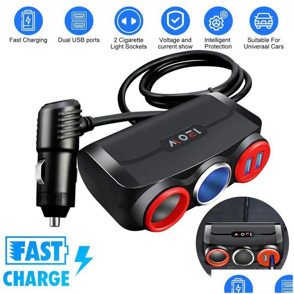 Carregador de isqueiro para carro Suporte de carregamento para telefone de um a dois Split Three Mtifunctional Mobile Usb 12V24V Adaptador Plug Drop Deli Dhyst