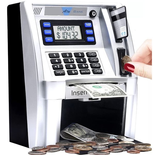 Caixas de armazenamento Caixas Cofrinho Eletrônico Senha ATM Caixa de Dinheiro Dinheiro Moedas Poupança Cofre Depósito Automático Notas Presente de Natal 230619