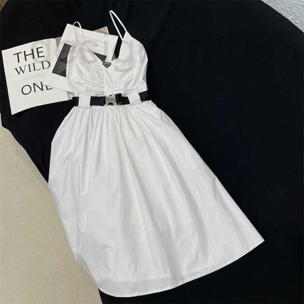 Basic Casual Dresses designer Summer New Celebrity Style Sweet Youth Girl Belt Decoration Sleeve Dress Sling Dress MD89