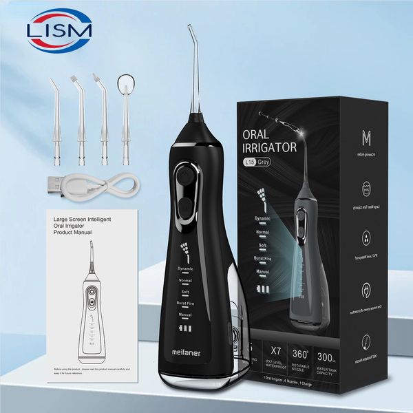 Outros Higiene Oral LISM Oral Irrigator dente Ajuste de 5 velocidades Flosser de Água Portátil Jato de Água Dental 350ML IPX6 Limpador de Dentes Impermeável 230617