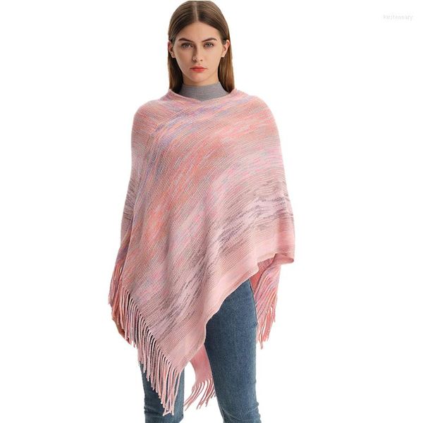 Sciarpe Sciarpe da donna Avvolge Moda donna Poncho in maglia con scollo a V Vestiti Bufanda Mujer Cappotto da donna Mantelle Scialli sfumati Maglione