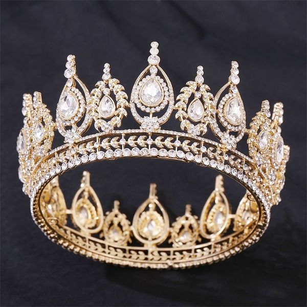 Fermagli per capelli Barrettes Colori oro Royal Queen Matrimonio Corona Sposa Diademi Diadema nuziale Cerchio di cristallo rotondo Accessori per gioielli 230619