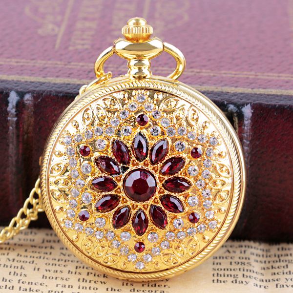 Карманные часы Gold Luxury Premium Digital Display Quartz Pocket Watch Ladies Vintage Elegant Pendant Corlece Gift Reloj de Bolsillo 230619