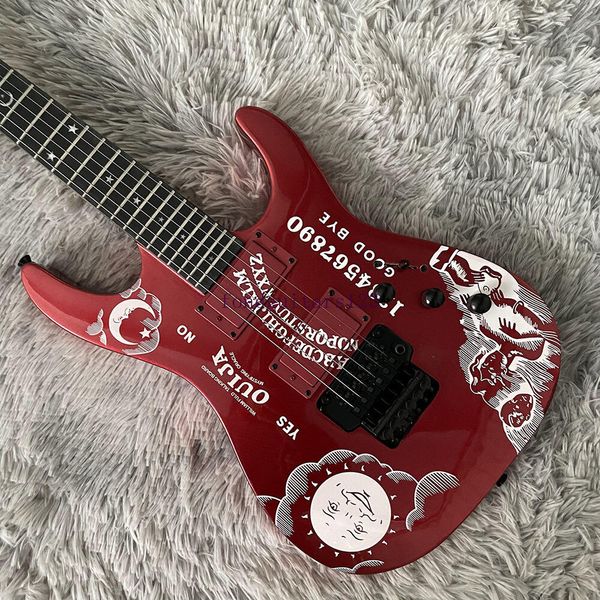 LTD KH-2 Ouija Metallic Red Kirk Hammett Signature E-Gitarre Reverse Headstock, Floyd Rose Tremolo, schwarze Hardware Star Moon Inlay China EMG Pickups