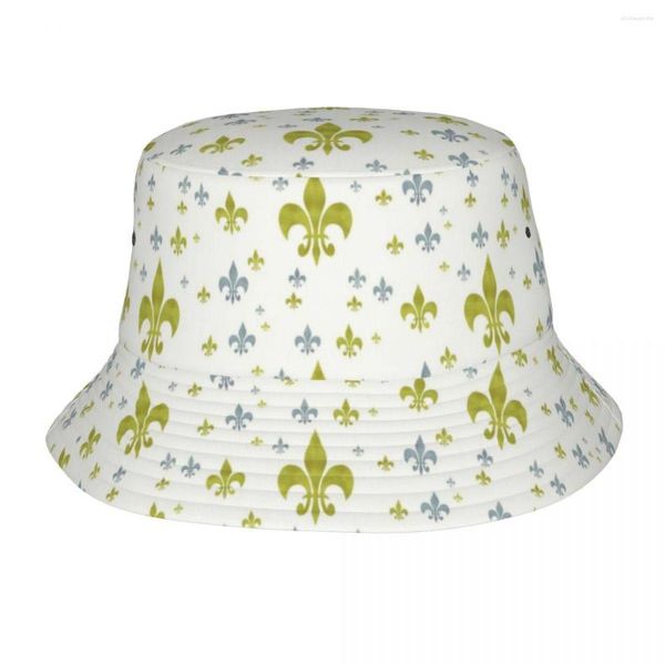 Berretti Pieghevoli Fleur-de-lis Simbolo Cappello da pescatore Unisex Fiore di giglio Fleur De Lis Summer Beach Sun Berretto da pescatore