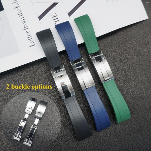 Pulseiras de relógio 20 mm de borracha natural de silicone com fivela dobrada aplicável para alça de função GMT ferramentas acessórios pulseira