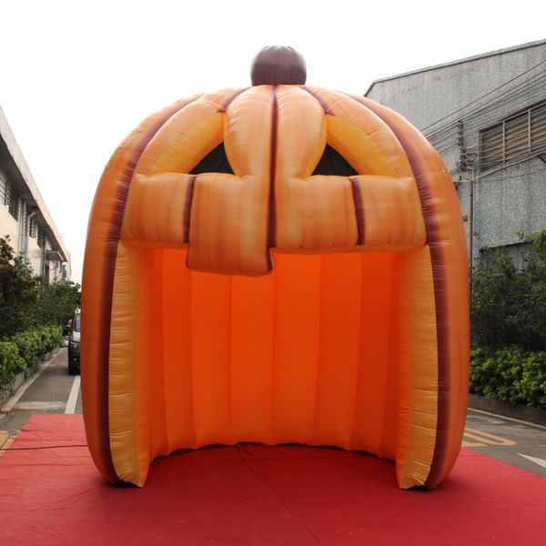 6m (20 piedi) H Tenta di zucca gonfiabile artificiale alto per decorazione di Halloween Evento all'aperto Tunnel di palcoscenico arancione con soffiante
