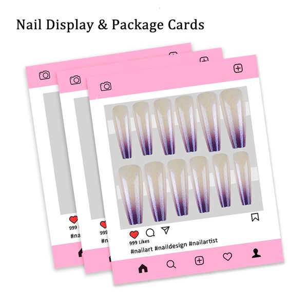 Künstliche Nägel 50 Stück Press On Nails Verpackungskarten Display Großhandel ChristmasIns Styles Rosa Nägel mit Montagekarte Maniküre Kunst 230619