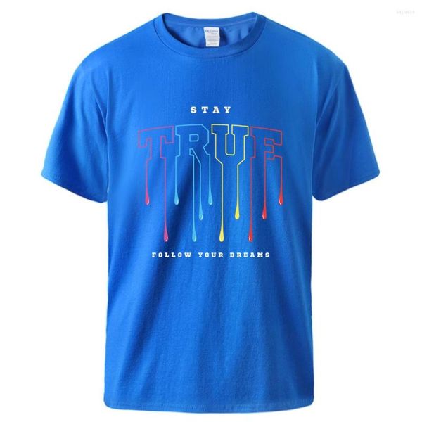 Herren-T-Shirts „Stay True Follow Your Dream“-Druck-T-Shirt für Männer, Rundhalsausschnitt, lockere T-Shirts aus Baumwolle, bequem gekleidet, Basic-Original-T-Shirts