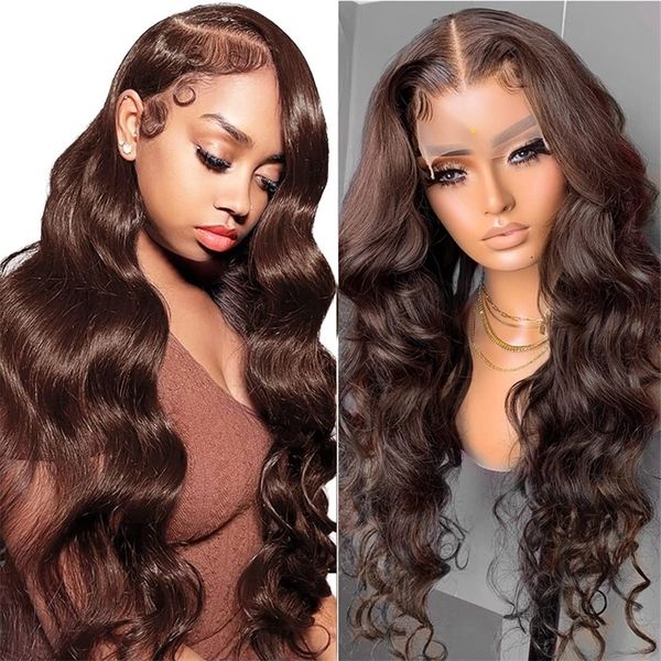 Pedaços de cabelo HD Lace Front Human On Sale Body Wave 13x4 Glueless Frontal Para Mulheres Castanho Natural Brasileiro 230617