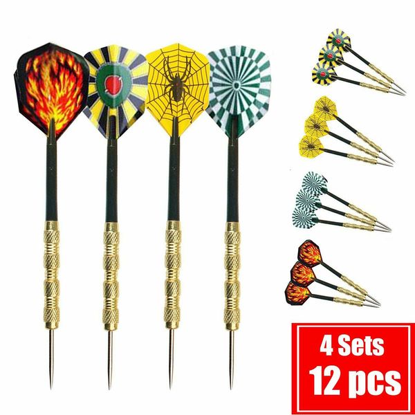 Darts, 12-teilig, hochmodernes Dartset aus 14 g-Stahl, Typ 4, professionell, 15,2 cm, Edelstahl mit Messingschaft, Darts, Partys, Unterhaltung, Hobbys, Spielzeug, 230619