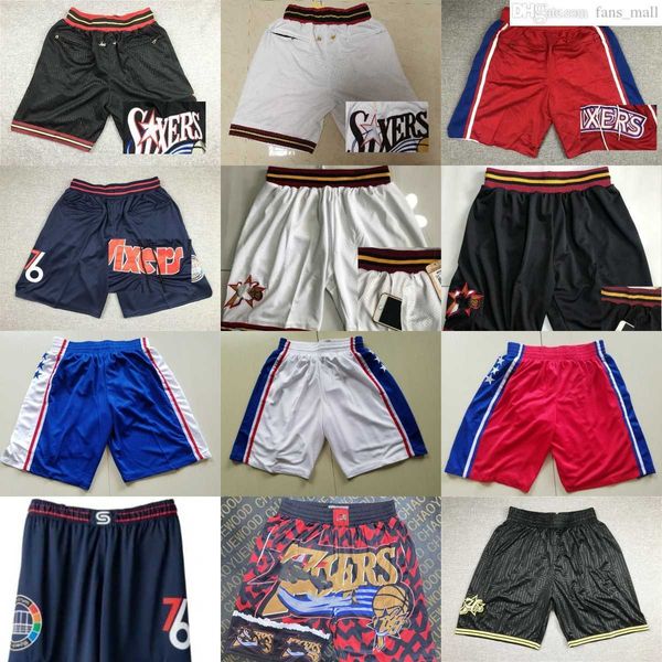 Clássico Basquete Retrô James Harden Short Just Don Pocket Iverson Short Hip Pop Pant Com Bolsos Calça De Moletom Tyrese Maxey Joel Embiid Short