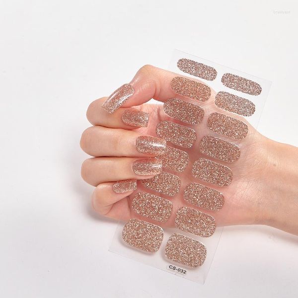 Adesivi per unghie Full Cover Polish Designs Nail art Sticker Art 2023 Serie glitter Paillettes in polvere lucide