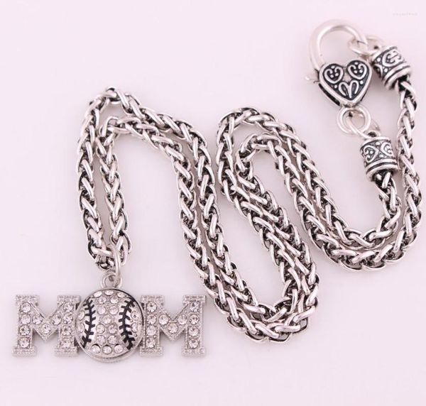 Подвесные ожерелья Rownestone Baseball Rhodium Plated Lobster Clapp Clasm Ожерелье