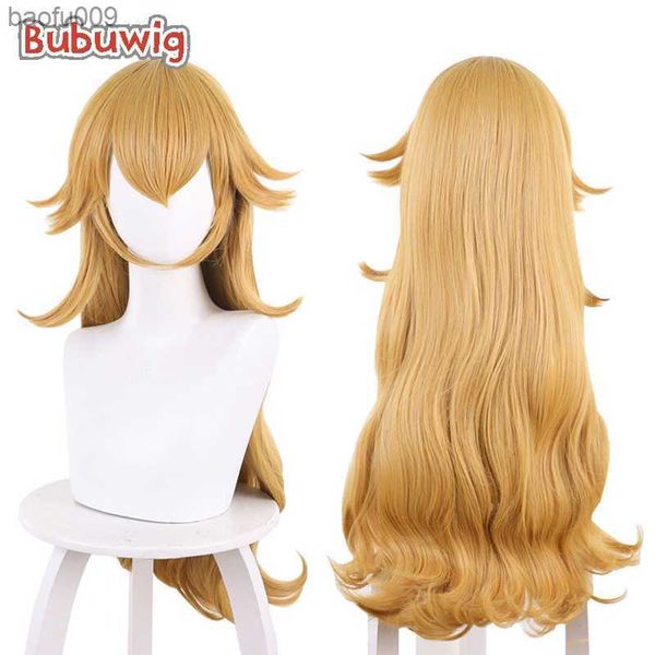 Bubuwig Capelli sintetici Principessa Peach Parrucche Cosplay Principessa Peach 80 cm Donne Ricci lunghi Biondo dorato Onda Parrucche Resistente al calore L230520