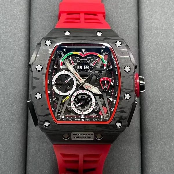 Il più nuovo design cool F1 da corsa in carbonio Mclaren orologio da uomo RM50-03 cinturino in gomma movimento automatico impermeabile fashion pub club orologio da polso Relojes de lujo lusso Orologio