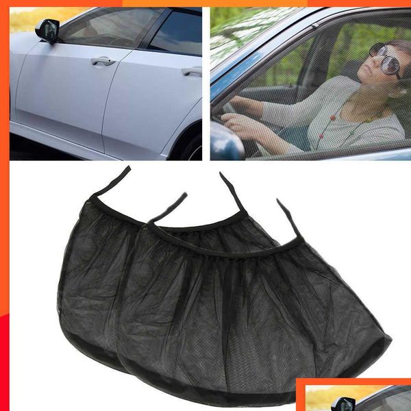 Auto Parasole 2Pcs Anteriore/Posteriore Lato Parasole Tenda Di Antiuv Finestra Mesh Visiera Summer Film Drop Consegna Cellulari Motociclette Interi Dhixz