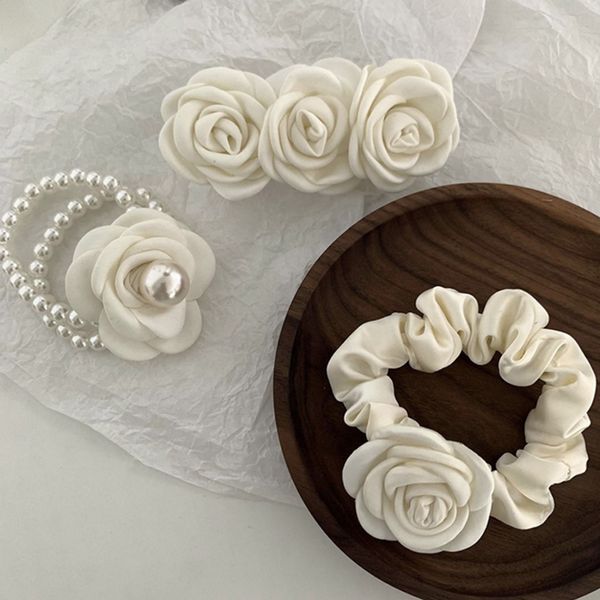 Eleganti rose Scrunchies Accessori per capelli alla moda con fascia elastica per capelli a fiore carino da donna per feste regalo