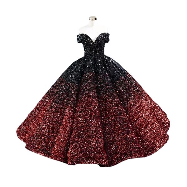 Schatz-Rot-Schwarz-Quinceanera-Kleider, Stickerei, Ballkleid, Hochzeitskleid, Blingbling, Satin, Schnürung, bodenlang, Pailletten, Kristall, Vestido De Festa, Sweet-16-Kleid