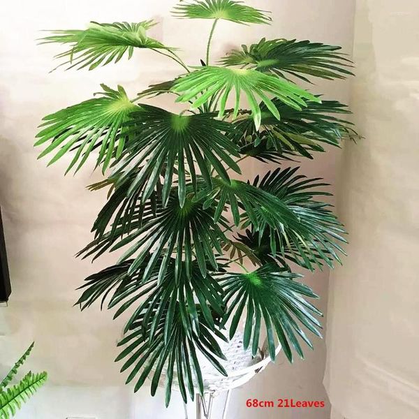 Dekorative Blumen, 68 cm, 21 Blätter, künstliche grüne Palme, für den Innenbereich, gefälschte Pflanze, Seide, Topf, Büro, Wohnzimmer, Heimdeko-Zubehör